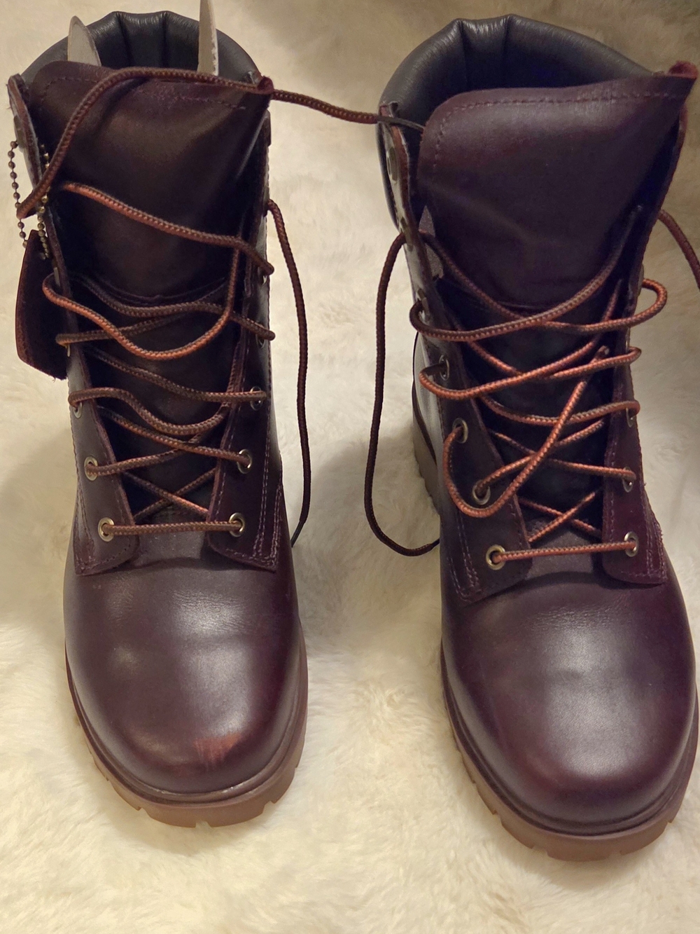 Timberland Women's Dark Burgundy Lace-Up Leather Boots